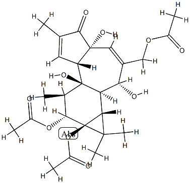 5H-Cyclopropa[3,4]benz[1,2-e]azulen-5-one, 9,9a-bis(acetyloxy)-3-[(ace tyloxy)methyl]-1,1a,1b,2,4a,7a,7b,8,9,9a-decahydro-2,4a,7b-trihydroxy- 1,1,6,8-tetramethyl-, [1aR-(1aalpha,1bbeta,2beta,4abeta,7aalpha,7balph a,8alpha,9beta,9aalpha)]- Structure
