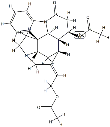 (12R)-12α-Acetyloxy-24-acetyl-12,24-secostrychnidin-10-one Structure