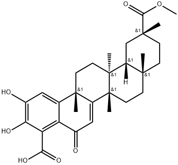 (20R)-2,3-Dihydroxy-6-oxo-24-nor-D:A-friedoolean-1,3,5(10),7-tetrene-23,29-dioic acid 29-methyl ester 구조식 이미지