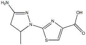 4-Thiazolecarboxylicacid,2-(3-amino-4,5-dihydro-5-methyl-1H-pyrazol-1-yl)-(9CI) 구조식 이미지