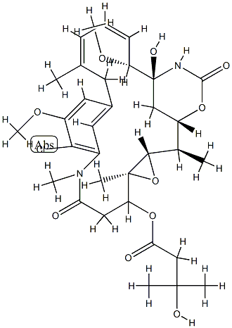 Maytansine, O3-de2-(acetylmethylamino)-1-oxopropyl-O3-(3-hydroxy-3-methyl-1-oxobutyl)- 구조식 이미지