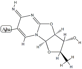 6H-Furo[2,3:4,5]oxazolo[3,2-a]pyrimidin-3-ol,7-fluoro-2,3,3a,9a-tetrahydro-6-imino-2-methyl-,[2R-(2alpha,3bta,3abta,9abta)]-(9CI) 구조식 이미지