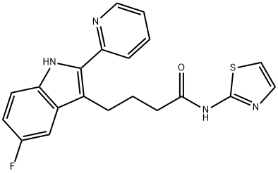 4-[5-fluoro-2-(2-pyridinyl)-1H-indol-3-yl]-N-(1,3-thiazol-2-yl)butanamide 구조식 이미지