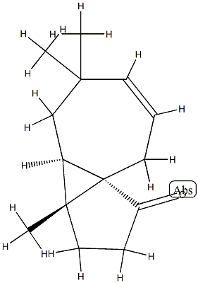 Cyclopenta[1,3]cyclopropa[1,2]cyclohepten-1(2H)-one, 3,3a,3b,4,5,8-hexahydro-3a,5,5-trimethyl-, (3aR,3bR,8aS)-rel- (9CI) 구조식 이미지