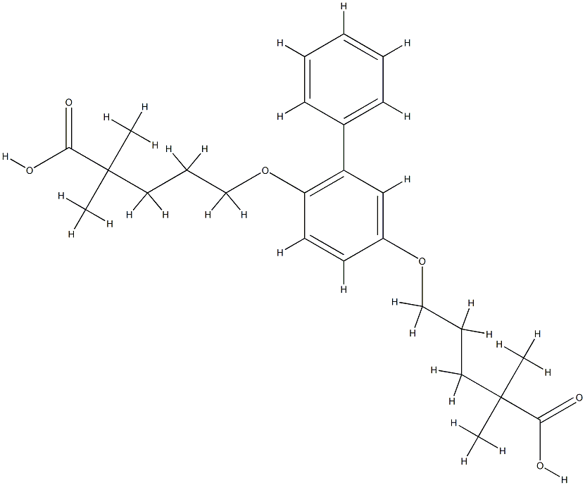 5,5'-[[1,1'-biphenyl]-2,5-diylbis(oxy)]bis[2,2-dimethylvaleric] acid Structure