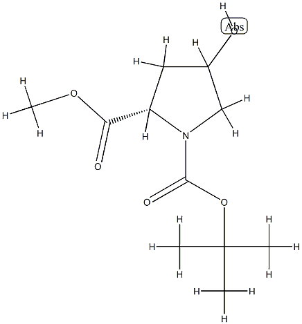 (2S)-1-tert-Butyl 2-methyl 4-hydroxypyrrolidine-1,2-dicarboxylate 구조식 이미지