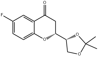 (1’R,2R)-2-[(1’,2’-O-Isopropylidene)dihydroxyethyl]-6-fluorochroman-4-one 구조식 이미지