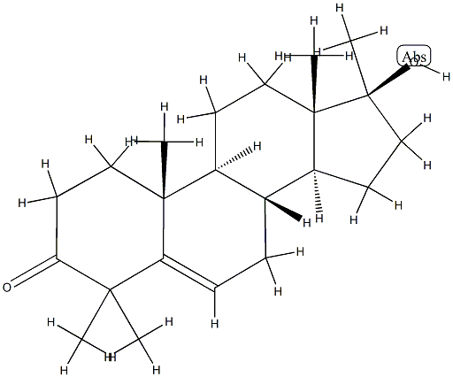 (8R,9S,10R,13S,14S,17S)-17-hydroxy-4,4,10,13,17-pentamethyl-1,2,7,8,9, 11,12,14,15,16-decahydrocyclopenta[a]phenanthren-3-one 구조식 이미지