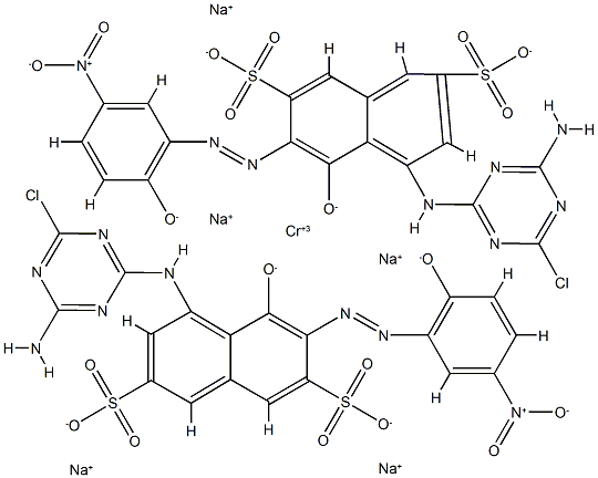 pentasodium bis[5-[(4-amino-6-chloro-1,3,5-triazin-2-yl)amino]-4-hydroxy-3-[(2-hydroxy-5-nitrophenyl)azo]naphthalene-2,7-disulphonato(4-)]chromate(5-)  Structure