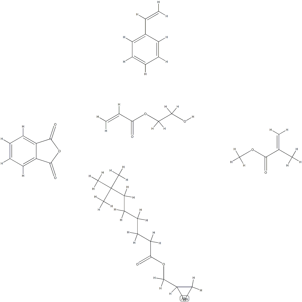 Neodecanoic acid, oxiranylmethyl ester, polymer with ethenylbenzene, 2-hydroxyethyl 2-propenoate, 1,3-isobenzofurandione and methyl 2-methyl-2-propenoate Structure