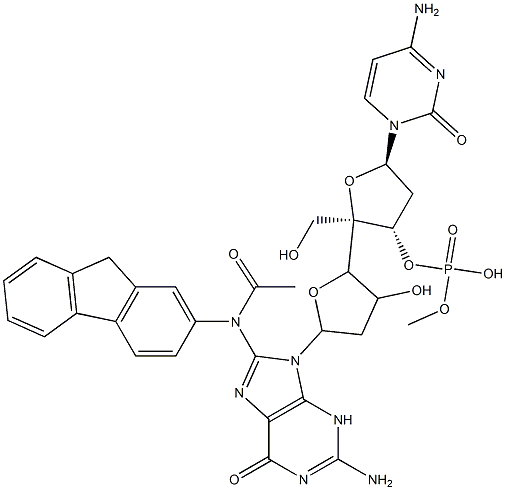 2'-deoxycytidylyl-(3--5)-2'-deoxy-8-(N-fluoren-2-ylacetamido)guanosine Structure