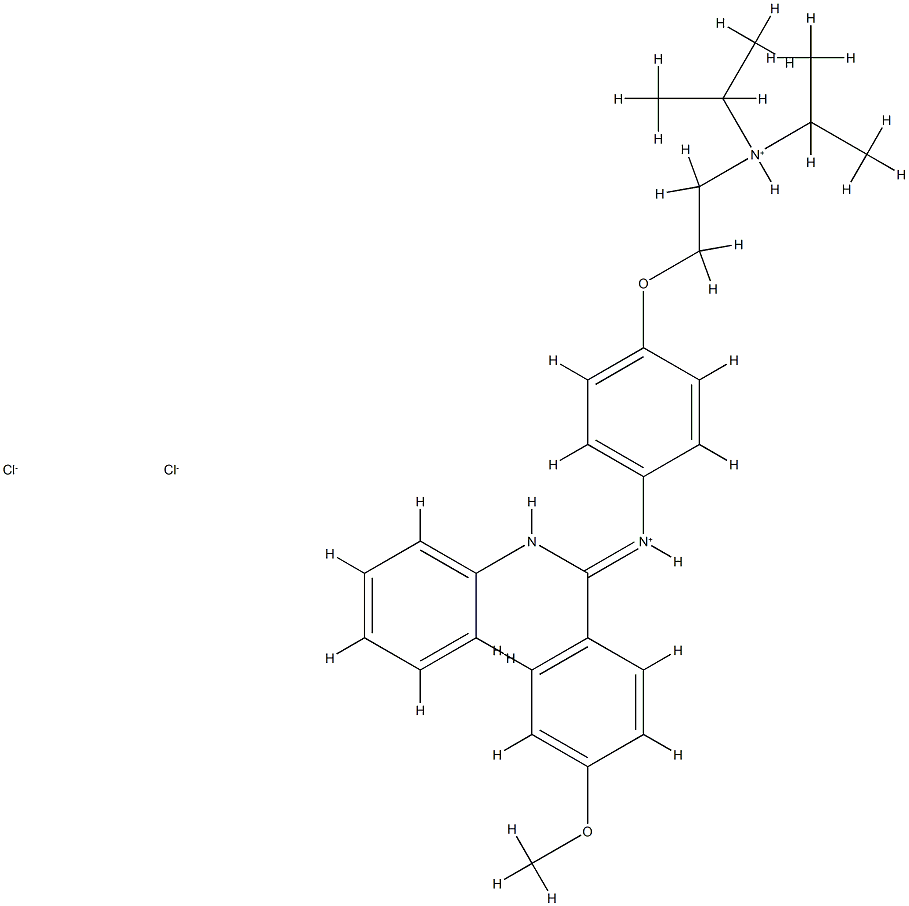 2-[4-[anilino-(4-methoxyphenyl)methylidene]azaniumylphenoxy]ethyl-dipr opan-2-yl-azanium dichloride Structure