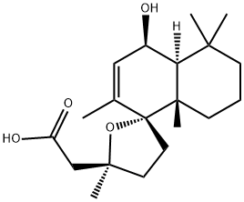 [2R,5S,(-)]-4,4'aα,5,5',6',7',8',8'a-Octahydro-4'β-hydroxy-2',5,5',5',8'aβ-pentamethylspiro[furan-2(3H),1'(4'H)-naphthalene]-5β-acetic acid 구조식 이미지
