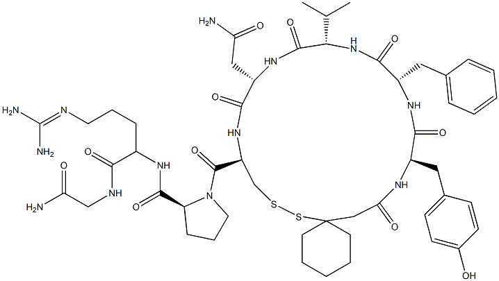 아르기프레신,-(1-메르캅토시클로헥산아세트산)(1)-Tyr(2)-Val(4)- 구조식 이미지