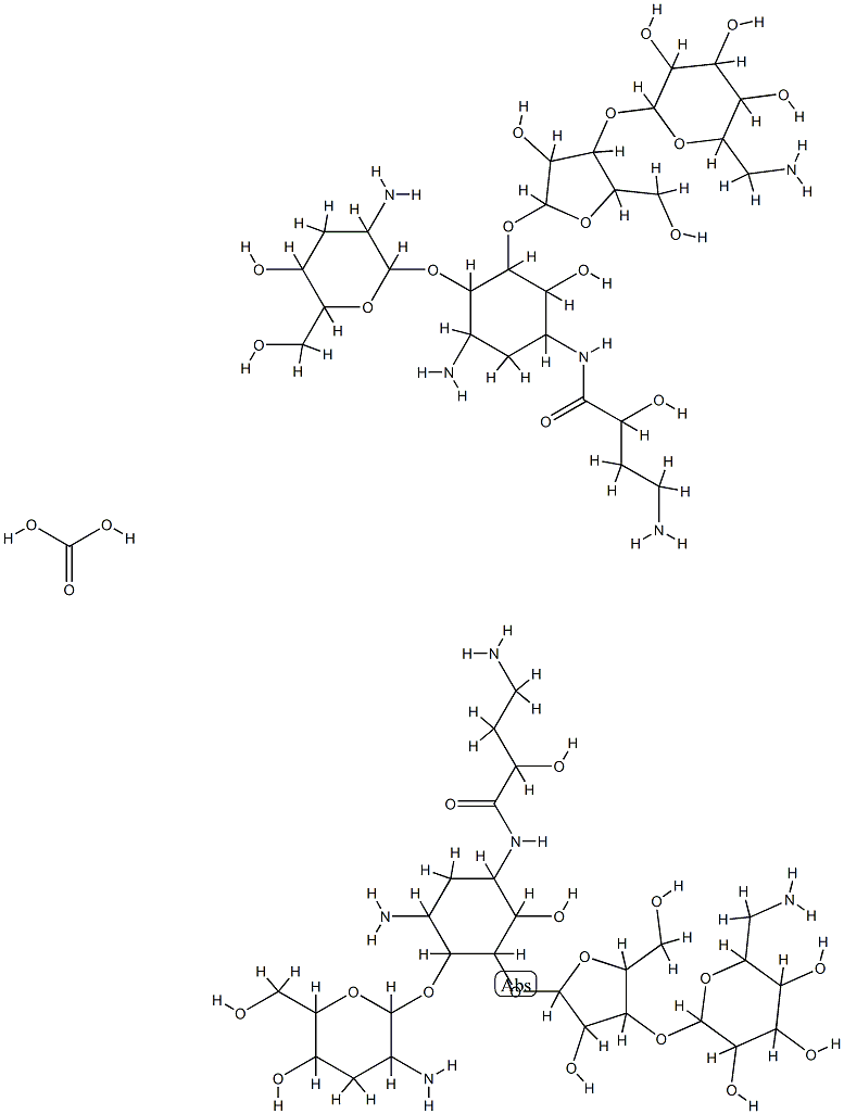 5-(O-(3-O-(6-amino-6-deoxy-beta-idopyranosyl)-beta-ribofuranosyl)-1-N-4-amino-2-hydroxybutanoyl)-3'-deoxyparomamine 구조식 이미지