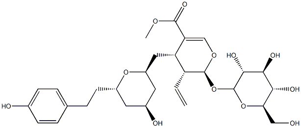 (2S)-3α-Ethenyl-2β-(β-D-glucopyranosyloxy)-3,4-dihydro-4α-[[(2S,4S,6S)-tetrahydro-4-hydroxy-6-[2-(4-hydroxyphenyl)ethyl]-2H-pyran-2-yl]methyl]-2H-pyran-5-carboxylic acid methyl ester 구조식 이미지