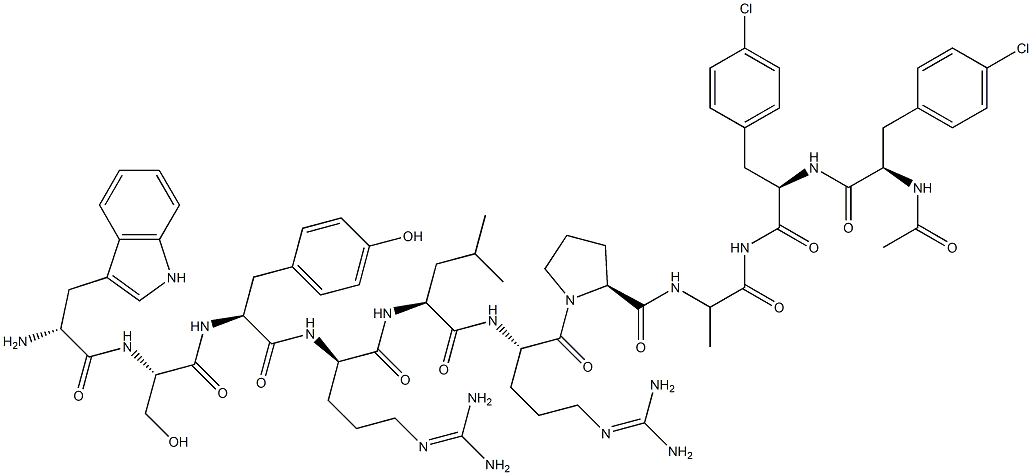 LHRH, N-Ac-(4-Cl-Phe)(1,2)-Trp(3)-Arg(6)-AlaNH2(10)- 구조식 이미지