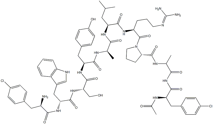 N-Ac-(4-Cl-Phe)(1)-(4-Cl-Phe)(2)-Trp(3)-Lys(6)-AlaNH2(10)-LHRH 구조식 이미지