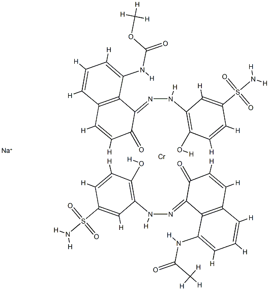 Chromate(1-), [N-[8-[[5-(aminosulfonyl)-2-hydroxyphenyl]azo]-7-hydroxy-1-naphthalenyl]acetamidato(2-)][methyl [8-[[5-(aminosulfonyl)-2-hydroxyphenyl]azo]-7-hydroxy-1-naphthalenyl]carbamato(2-)]-, sodium  Structure