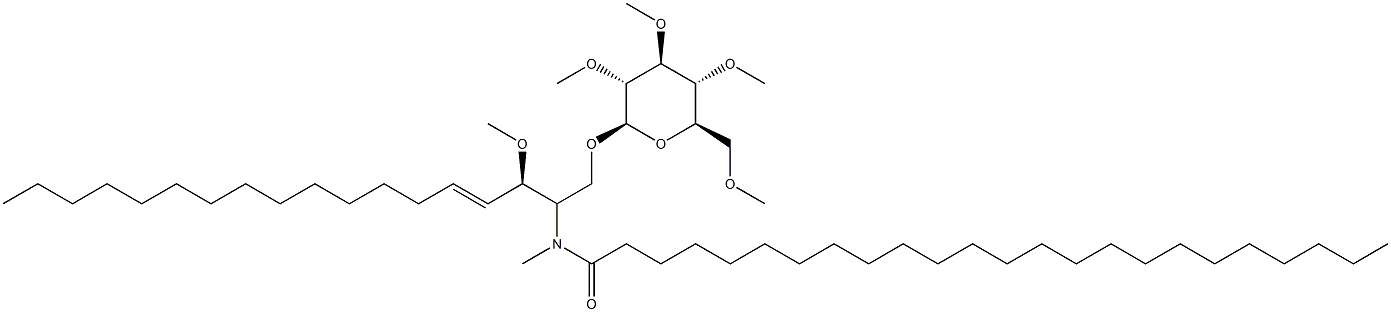 [(2S,3R,4E)-2-(Methyltetracosanoylamino)-3-methoxy-4-octadecen-1-yl]2-O,3-O,4-O,6-O-tetramethyl-β-D-glucopyranoside 구조식 이미지