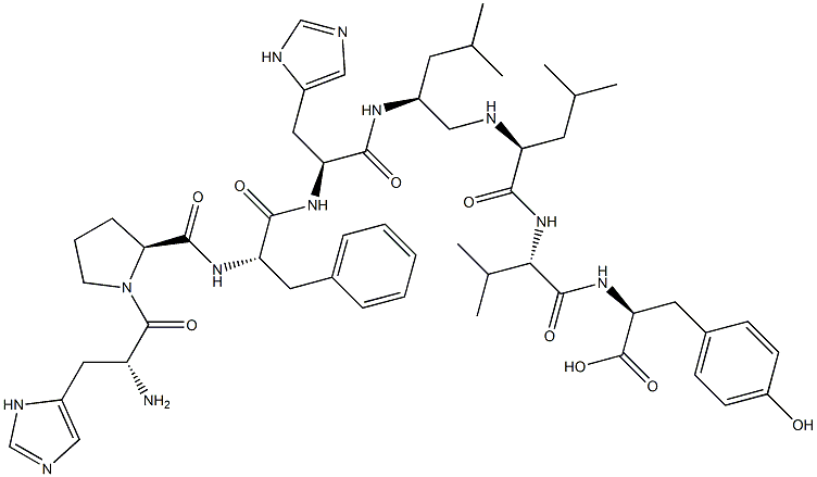 D-HIS-PRO-PHE-HIS-LEU-PSI-(CH2NH)-*LEU-V AL-TYR Structure