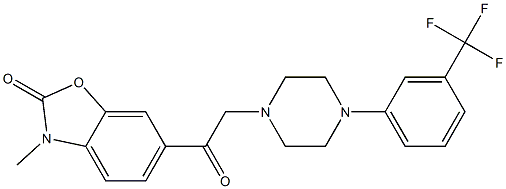 2(3H)-Benzoxalzolone, 3-methyl-6-((4-(3-(trifluoromethyl)phenyl)-1-pip erazinyl)acetyl)- 구조식 이미지
