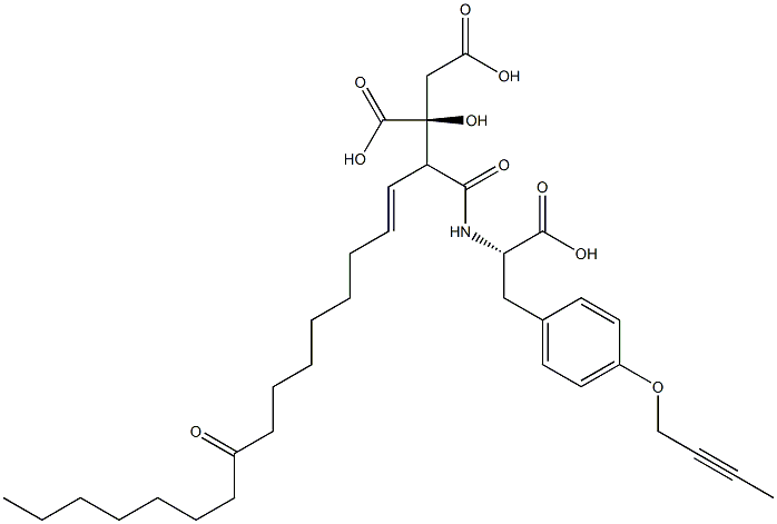 D-erythro-Pentonic acid, 5-[[(1S)-2-[4-(2-butyn-1-yloxy)phenyl]-1-carboxyethyl]aMino]-3-C-carboxy-2,4,5-trideoxy-5-C-oxo-4-[(1E)-9-oxo-1-hexadecen-1-yl]- 구조식 이미지