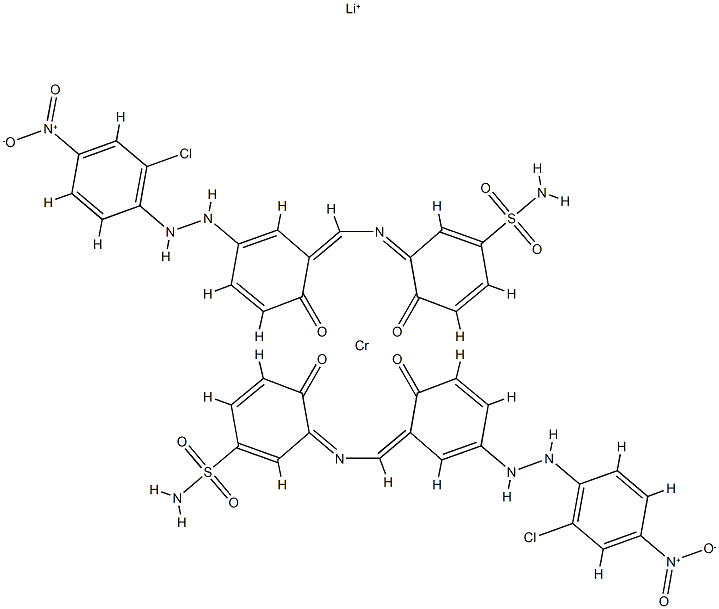 lithium bis[3-[[5-[(2-chloro-4-nitrophenyl)azo]-2-hydroxybenzylidene]amino]-4-hydroxybenzenesulphonamidato(2-)]chromate(1-) 구조식 이미지
