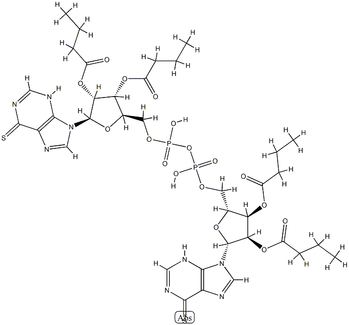 P(1),P(2)-bis(O(2'),O(3')-dibutyryl-6-mercaptopurine-9 beta-ribofuranoside)-5'-pyrophosphate 구조식 이미지