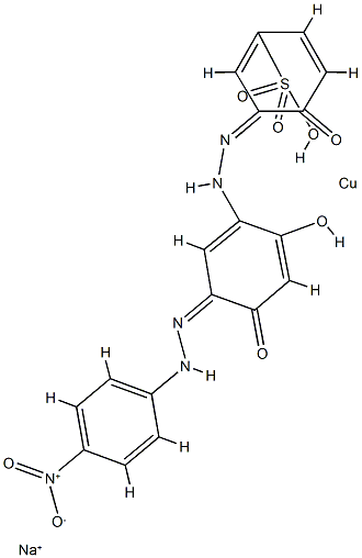 sodium [3-[[2,4-dihydroxy-5-[(4-nitrophenyl)azo]phenyl]azo]-4-hydroxybenzenesulphonato(3-)]cuprate(1-) 구조식 이미지
