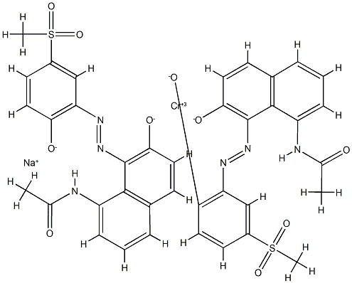 Chromate(1-), bis[N-[7-hydroxy-8-[[2-hydroxy- 5-(methylsulfonyl)phenyl]azo]-1-naphthalenyl ]acetamidato(2-)]-, sodium Structure