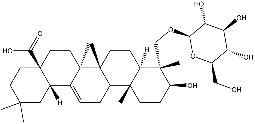 23-(β-D-Glucopyranosyloxy)-3β-hydroxy-5α-olean-12-en-28-oic acid 구조식 이미지