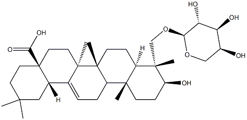 23-(α-L-Arabinopyranosyloxy)-3β-hydroxy-5α-olean-12-en-28-oic acid Structure