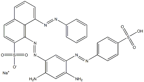 disodium (5or8)-[[2,4-diamino-5-[(4-sulphonatophenyl)azo]phenyl]azo]-(8or5)-(phenylazo)naphthalene-2-sulphonate Structure