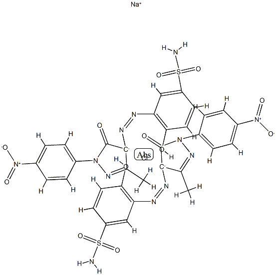 sodium bis[3-[[4,5-dihydro-3-methyl-1-(4-nitrophenyl)-5-oxo-1H-pyrazol-4-yl]azo]-4-hydroxybenzene-1-sulphonamidato(2-)]chromate(1-) 구조식 이미지