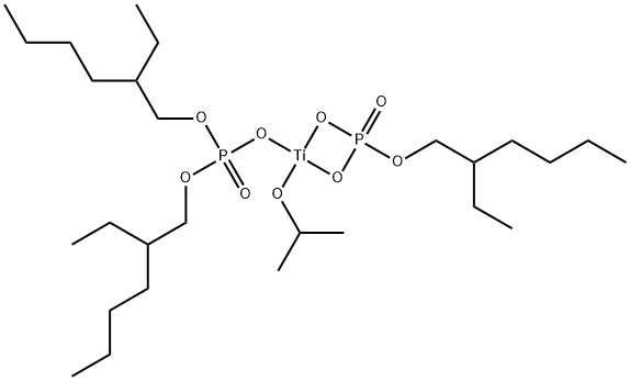 [bis(2-ethylhexyl) phosphato-O''][2-ethylhexyl hydrogen phosphato(2-)-O',O''](propan-2-olato)titanium Structure