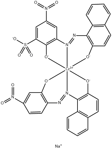 disodium [2-hydroxy-3-[(2-hydroxy-1-naphthyl)azo]-5-nitrobenzene-1-sulphonato(3-)][1-[(2-hydroxy-4-nitrophenyl)azo]-2-naphtholato(2-)]chromate(2-) 구조식 이미지