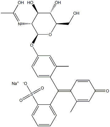 2-[[4-[[2-(Acetylamino)-2-deoxy-β-D-glucopyranosyl]oxy]-2-methylphenyl](2-methyl-4-oxo-2,5-cyclohexadien-1-ylidene)methyl]benzenesulfonic acid sodium salt Structure