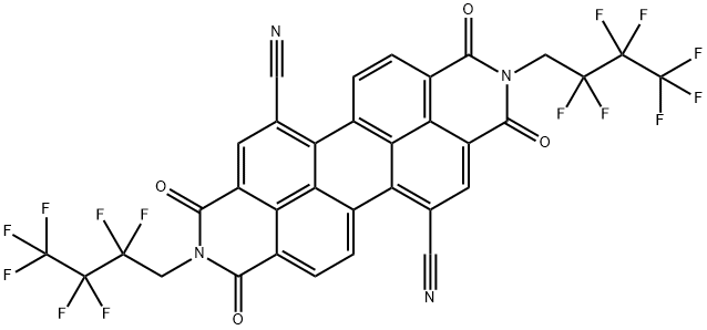 Anthra[2,1,9-def:6,5,10-d'e'f']diisoquinoline-5,12-dicarbonitrile, 2,9-bis(2,2,3,3,4,4,4-heptafluorobutyl)-1,2,3,8,9,10-hexahydro-1,3,8,10-tetraoxo- 구조식 이미지