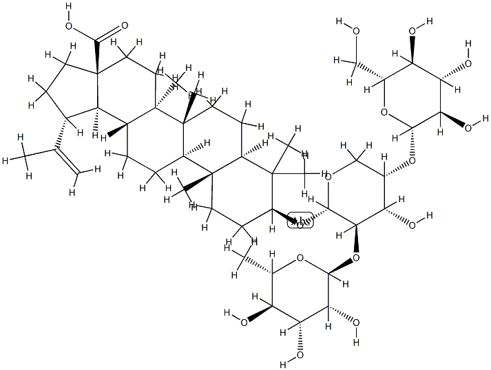 Lup-20(29)-en-28-oic acid, 3-[β-D-glucopyranosyl(1→4)[a-L-rhaMnopyranosyl) (1→2)-a -L-arabinopyranosyl]oxy], (3β,4a)-) Structure