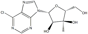 6-클로로-9-(3-C-메틸-베타-D-리보푸라노실)-9H-퓨린 구조식 이미지