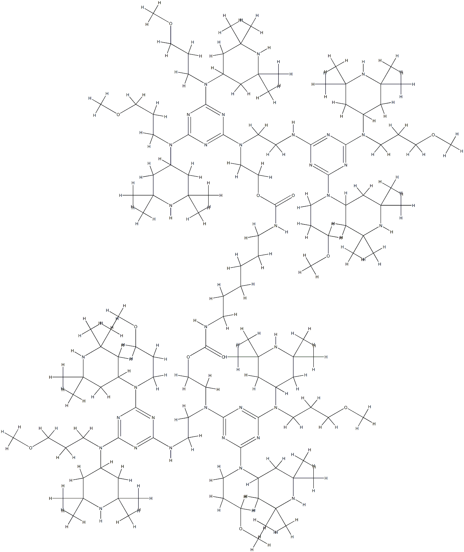 11-Oxa-2,9,14-triazahexadecanoic acid, 14-[4,6-bis[(3-methoxypropyl)(2,2,6,6-tetramethyl-4-piperidinyl)amino]-1,3,5-triazin-2-yl]-16-[[4,6-bis[(3-methoxypropyl)(2,2,6,6-tetramethyl-4-piperidinyl)amino]-1,3,5-triazin-2-yl]amino]-10-oxo-, 2-[ Structure