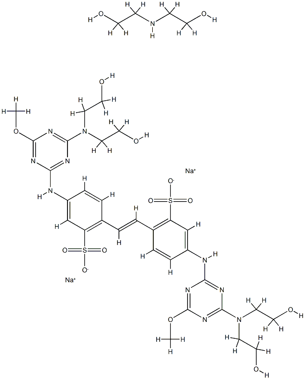 4,4'-bis[[4-[bis(2-hydroxyethyl)amino]-6-methoxy-1,3,5-triazin-2-yl]amino]stilbene-2,2'-disulphonic acid, sodium salt, compound with 2,2'-iminodiethanol Structure