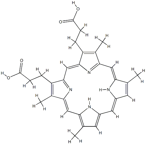 3,7,13,17-테트라메틸-21H,23H-포르피린-2,18-디프로판산 구조식 이미지