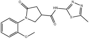 1-(2-methoxyphenyl)-N-[(2E)-5-methyl-1,3,4-thiadiazol-2(3H)-ylidene]-5-oxopyrrolidine-3-carboxamide 구조식 이미지