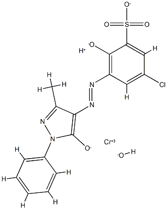 hydrogen [5-chloro-3-[(4,5-dihydro-3-methyl-5-oxo-1-phenyl-1H-pyrazol-4-yl)azo]-2-hydroxybenzenesulphonato(3-)]hydroxychromate(1-) 구조식 이미지