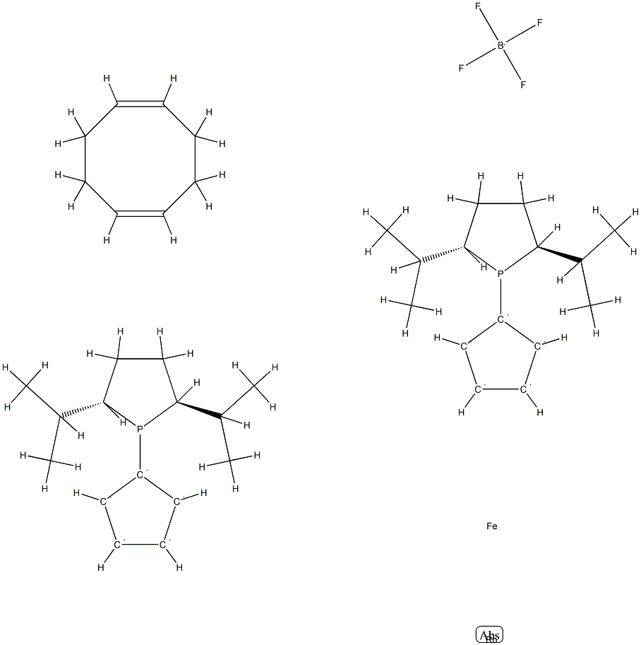 1,1Bis((2S,5S)-2,5-di-i-propylphospholano)ferrocene(cyclooctadiene)rhodium(I) tetrafluoroborate Structure