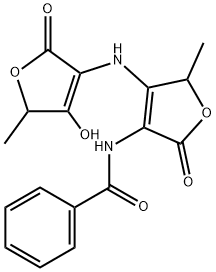2-펜텐산,2-벤자미도-3,4,4-트리하이드록시-2,3-이미노디-,디감마-락톤(5CI) 구조식 이미지