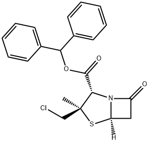 (2S,5R)-3α-Chloromethyl-3-methyl-7-oxo-4-thia-1-azabicyclo[3.2.0]heptane-2β-carboxylic acid benzhydryl ester 구조식 이미지