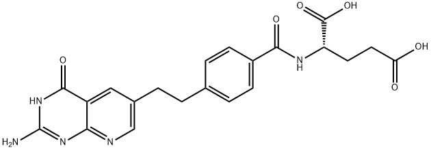 L-Glutamic acid, N-(4-(2-(2-amino-1,4-dihydro-4-oxopyrido(2,3-d)pyrimi din-6-yl)ethyl)bezoyl)- 구조식 이미지